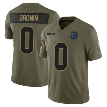 Men's Indianapolis Colts Austin Brown Olive Limited Sr. 2025 Salute to Service Jersey By Nike