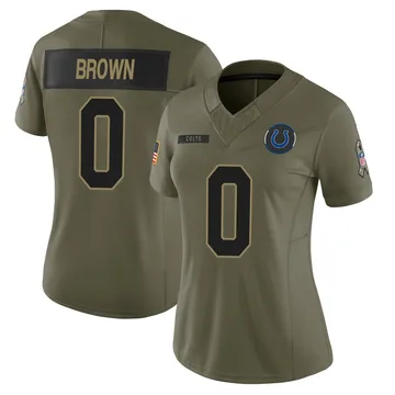 Women's Indianapolis Colts Austin Brown Olive Limited Sr. 2025 Salute to Service Jersey By Nike