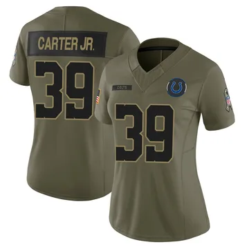 Women's Indianapolis Colts Rob Carter Jr. Olive Limited Sr. 2025 Salute to Service Jersey By Nike