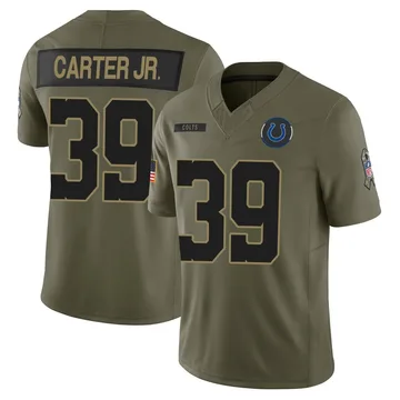 Youth Indianapolis Colts Rob Carter Jr. Olive Limited Sr. 2025 Salute to Service Jersey By Nike